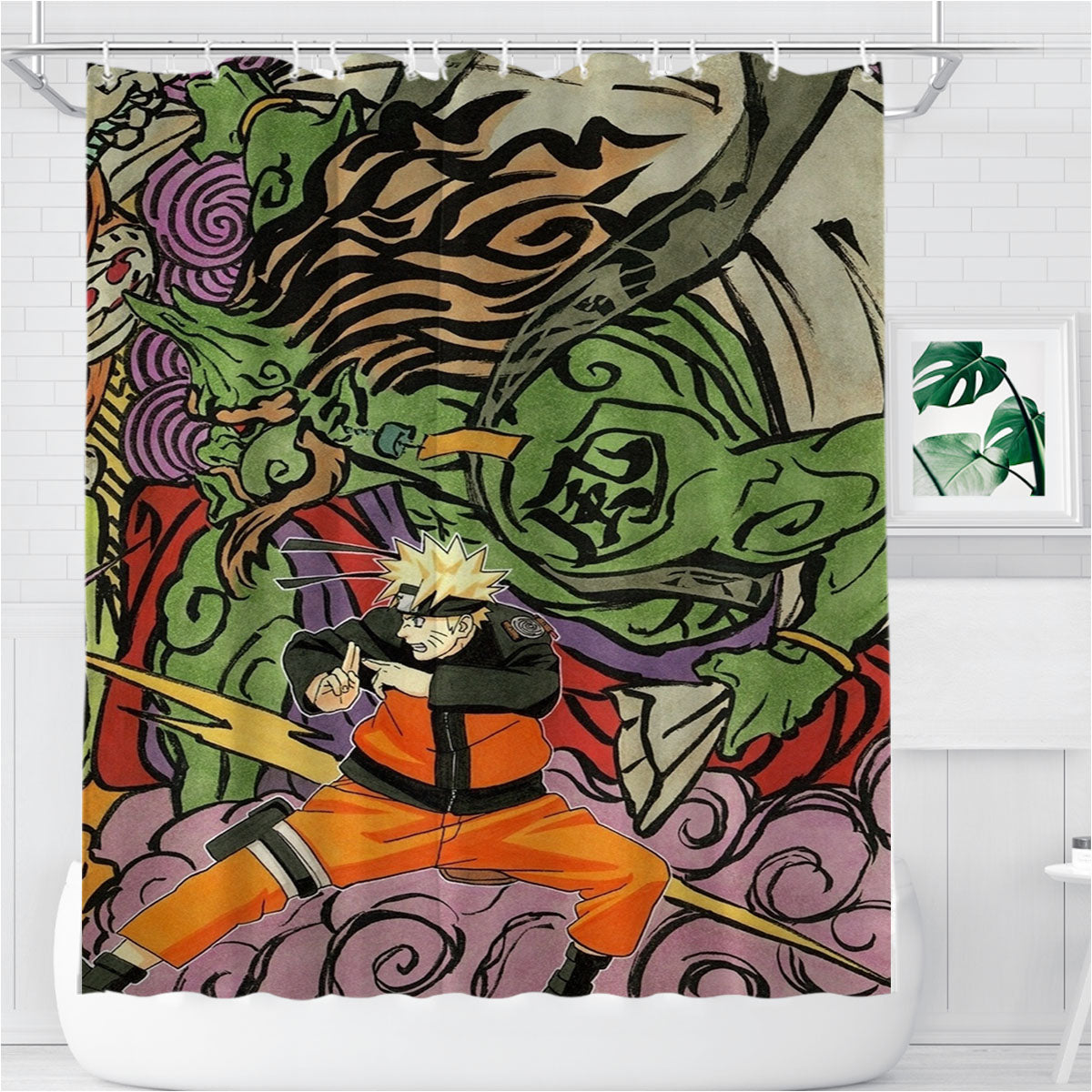 Sasuke Naruto Anime Bathroom Shower Curtain Fabric Waterproof | 66 X 72 Inch