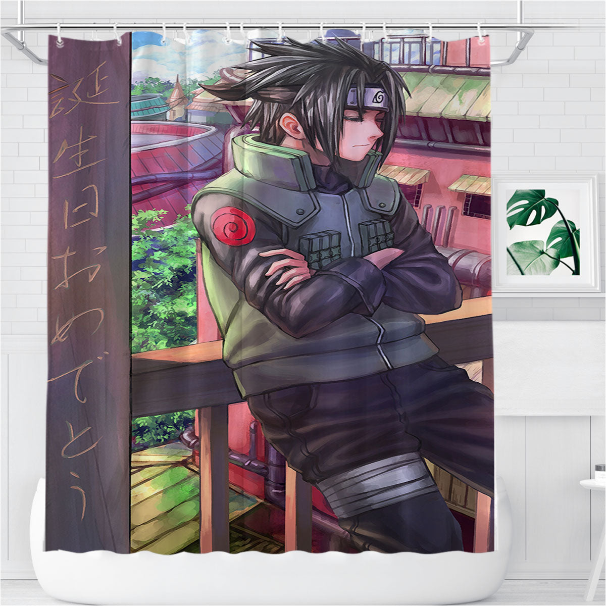 Sasuke Uchiha Bathroom Shower Curtain Fabric Waterproof | 66 X 72 Inch