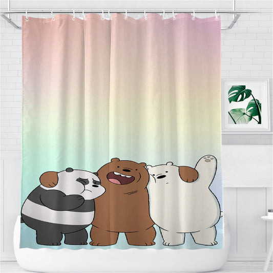 Personalized Say Hello To We Bare Bears Shower Curtain Farmhouse Bathroom Decor