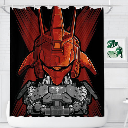 Personalized Sazabi Gundam Mecha Shower Curtain Farmhouse Bathroom Decor