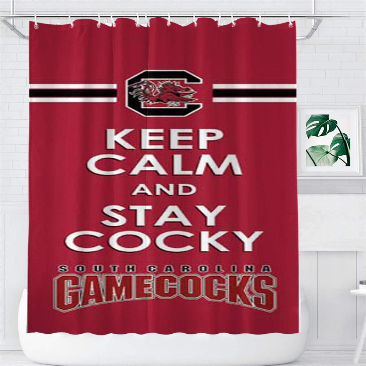 Sc Gamecocks Keep Calm Bathroom Shower Curtain Fabric Waterproof | 66 X 72 Inch