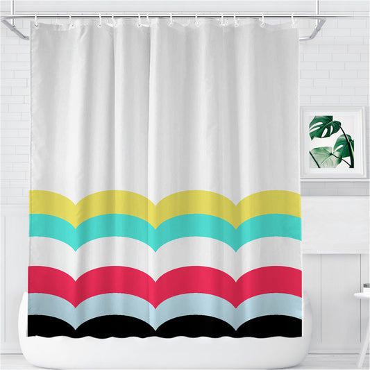 Scallop Collection Bathroom Shower Curtain Fabric Waterproof | 66 X 72 Inch