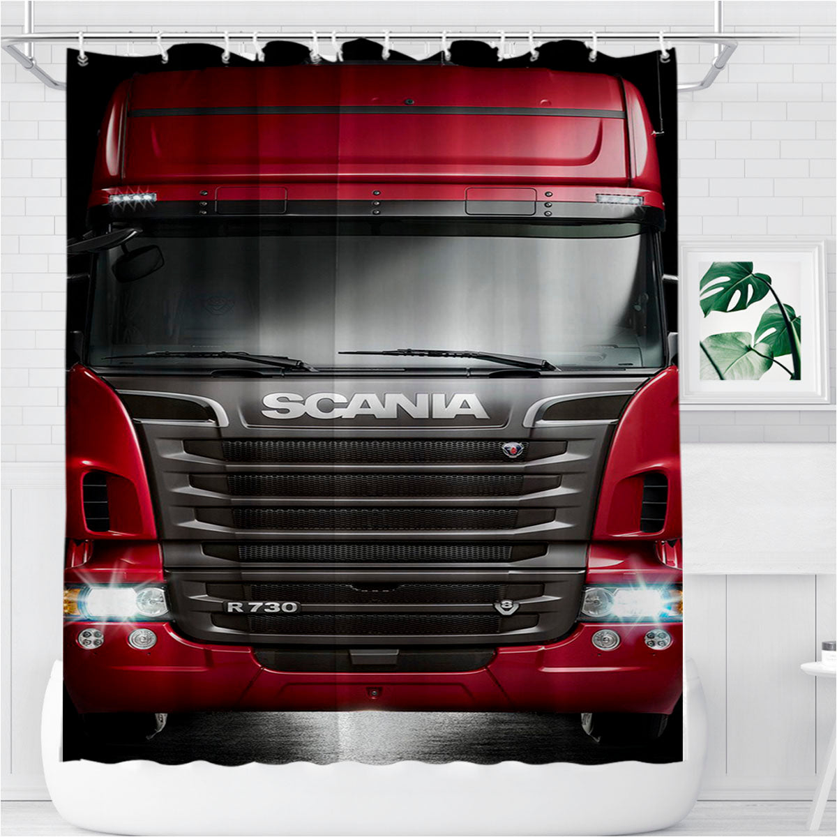 Scania Truck Bathroom Shower Curtain Fabric Waterproof | 66 X 72 Inch