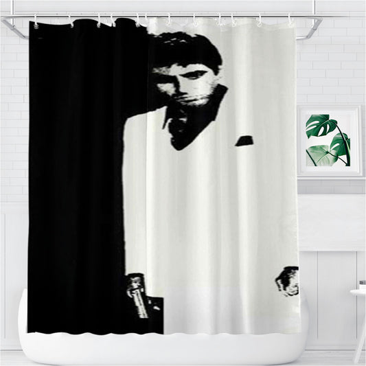 Scarface Black N White Bathroom Shower Curtain Fabric Waterproof | 66 X 72 Inch