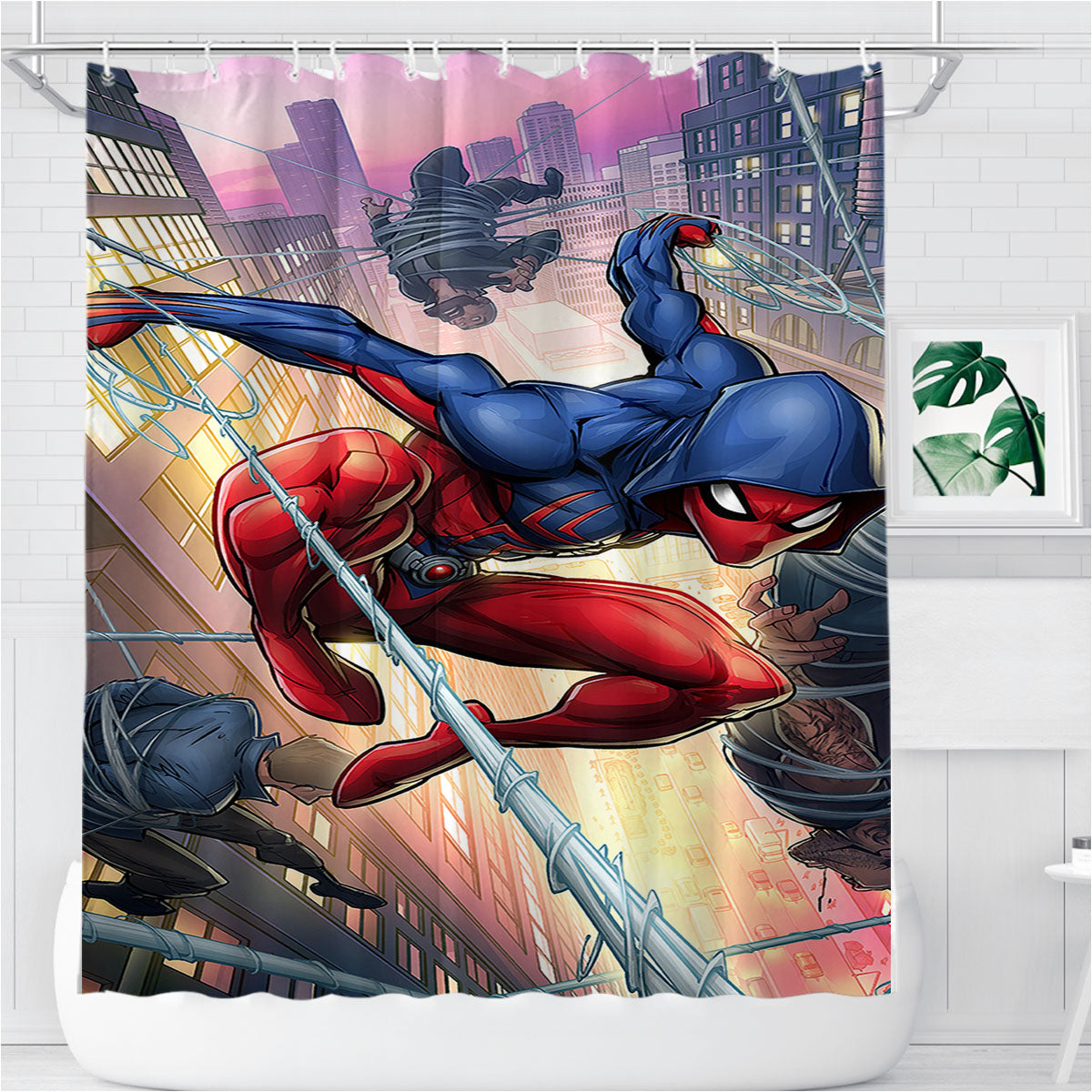 Scarlet Spiderman Bathroom Shower Curtain Fabric Waterproof | 66 X 72 Inch