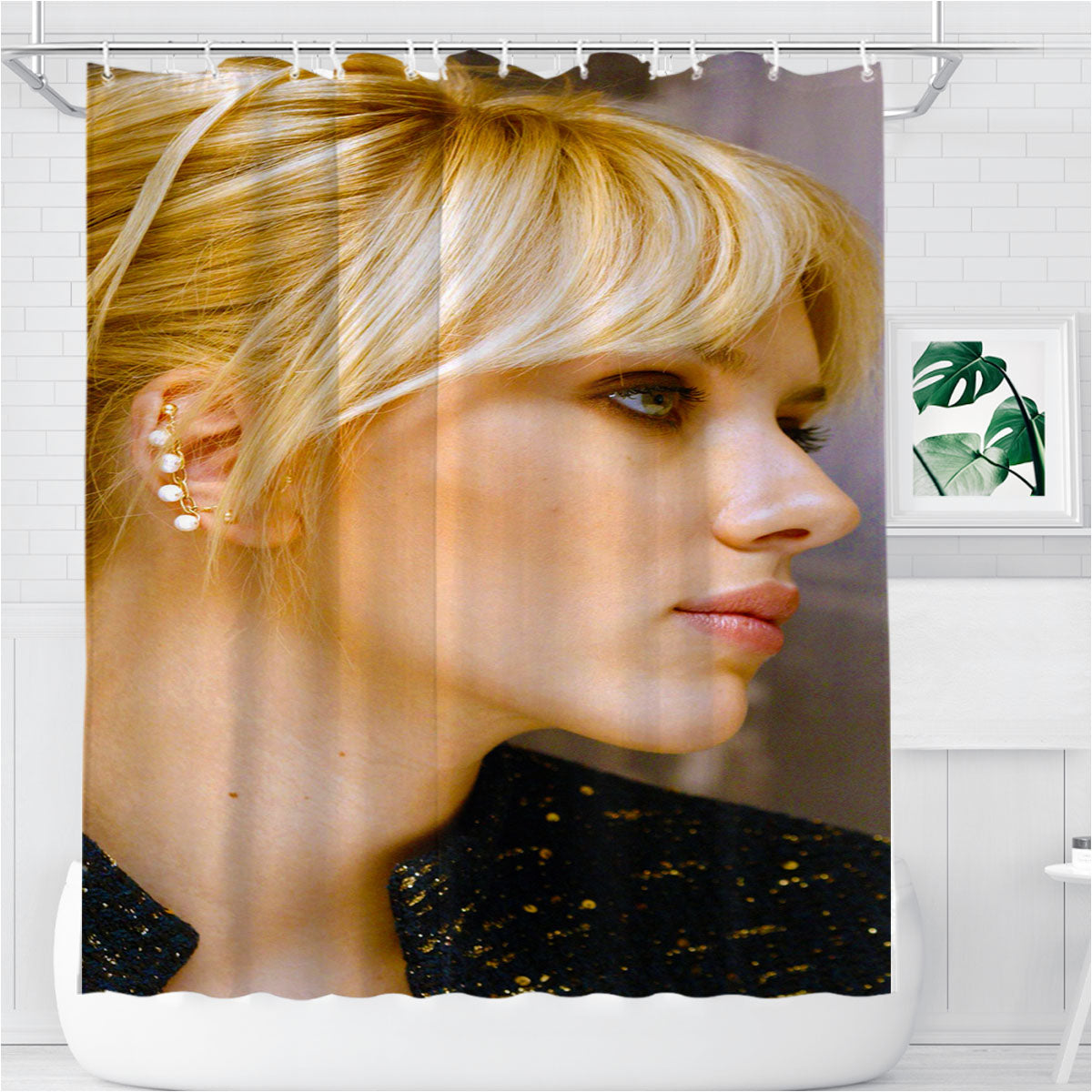 Scarlett Johansson Bathroom Shower Curtain Fabric Waterproof | 66 X 72 Inch