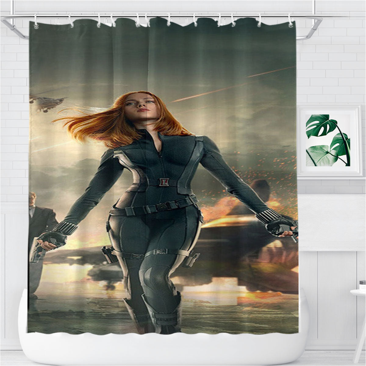 Scarlett Johansson Captain America Bathroom Shower Curtain Fabric Waterproof | 66 X 72 Inch