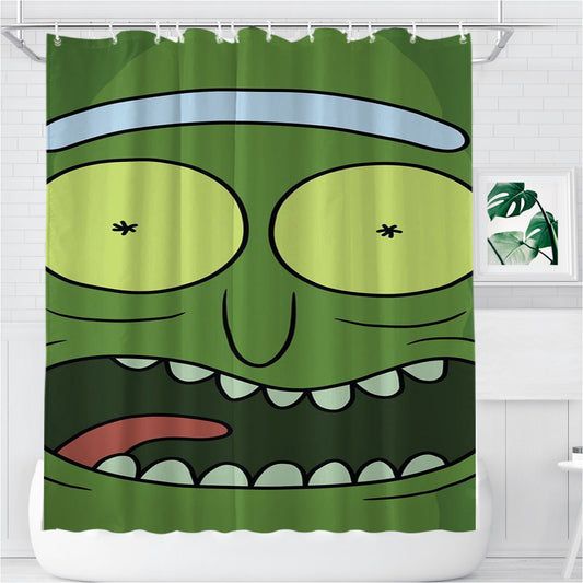 Scary Face Morty Style Pattern Bathroom Shower Curtain Fabric Waterproof