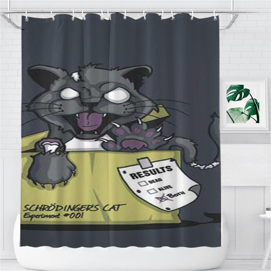 Schrodingers Cat Bathroom Shower Curtain Fabric Waterproof | 66 X 72 Inch