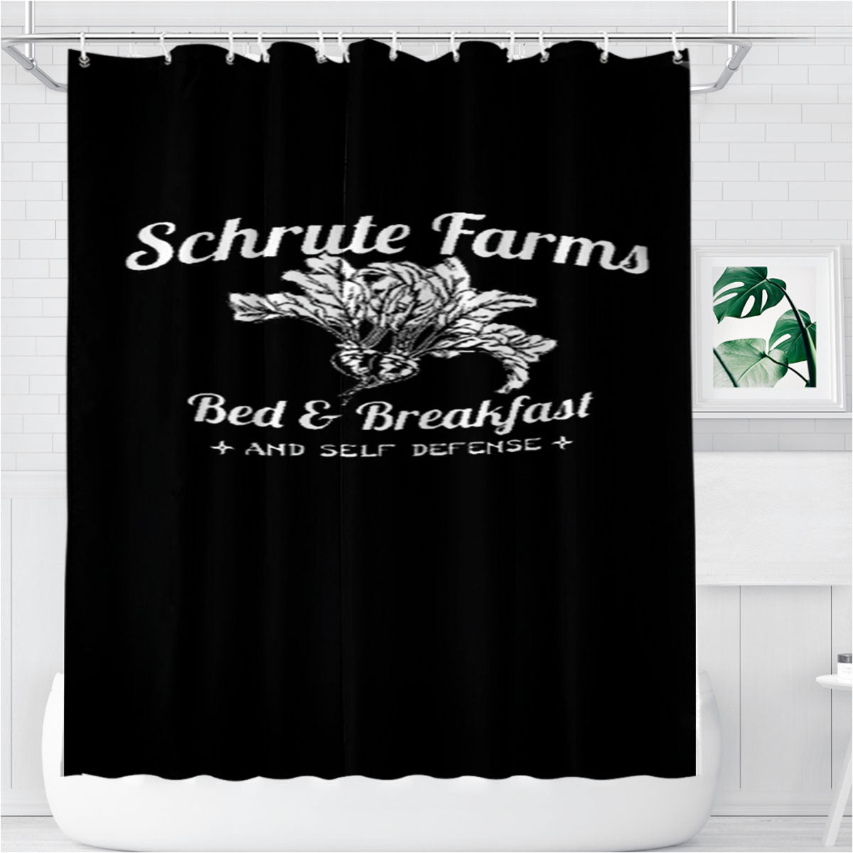 Schrute Farms Bed And Breakfast The Office Dunder Mifflin Dwight Shrute Tv Show Jim Halpert Bathroom Shower Curtain Fabric Waterproof | 66 X 72 Inch