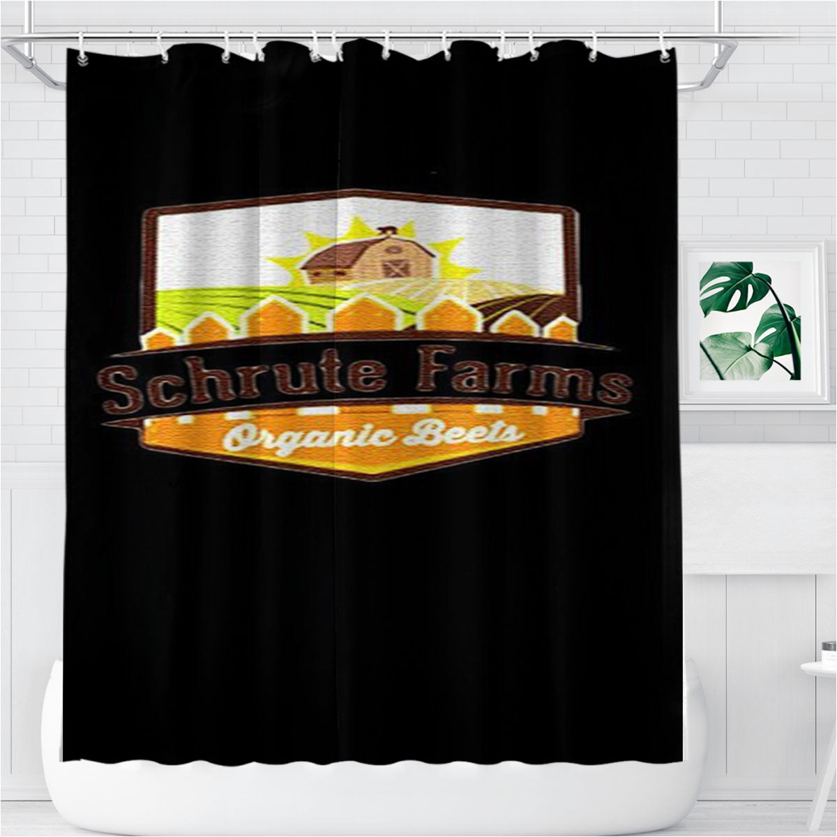 Schrute Farms The Office Dwight Schrute Inspired Classic Funny Tv Shows Bears Beets Bathroom Shower Curtain Fabric Waterproof | 66 X 72 Inch