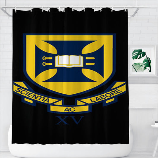 Scientia Labore Black Bathroom Shower Curtain Fabric Waterproof | 66 X 72 Inch