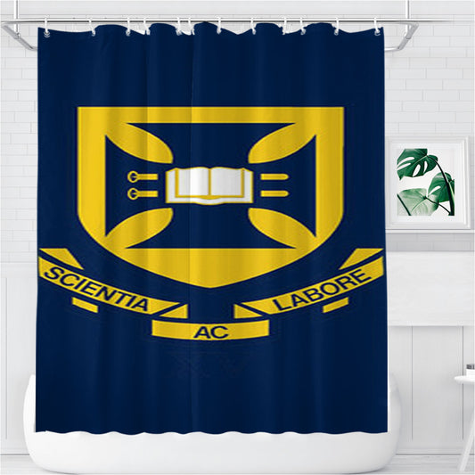 Scientia Labore Blue Bathroom Shower Curtain Fabric Waterproof | 66 X 72 Inch