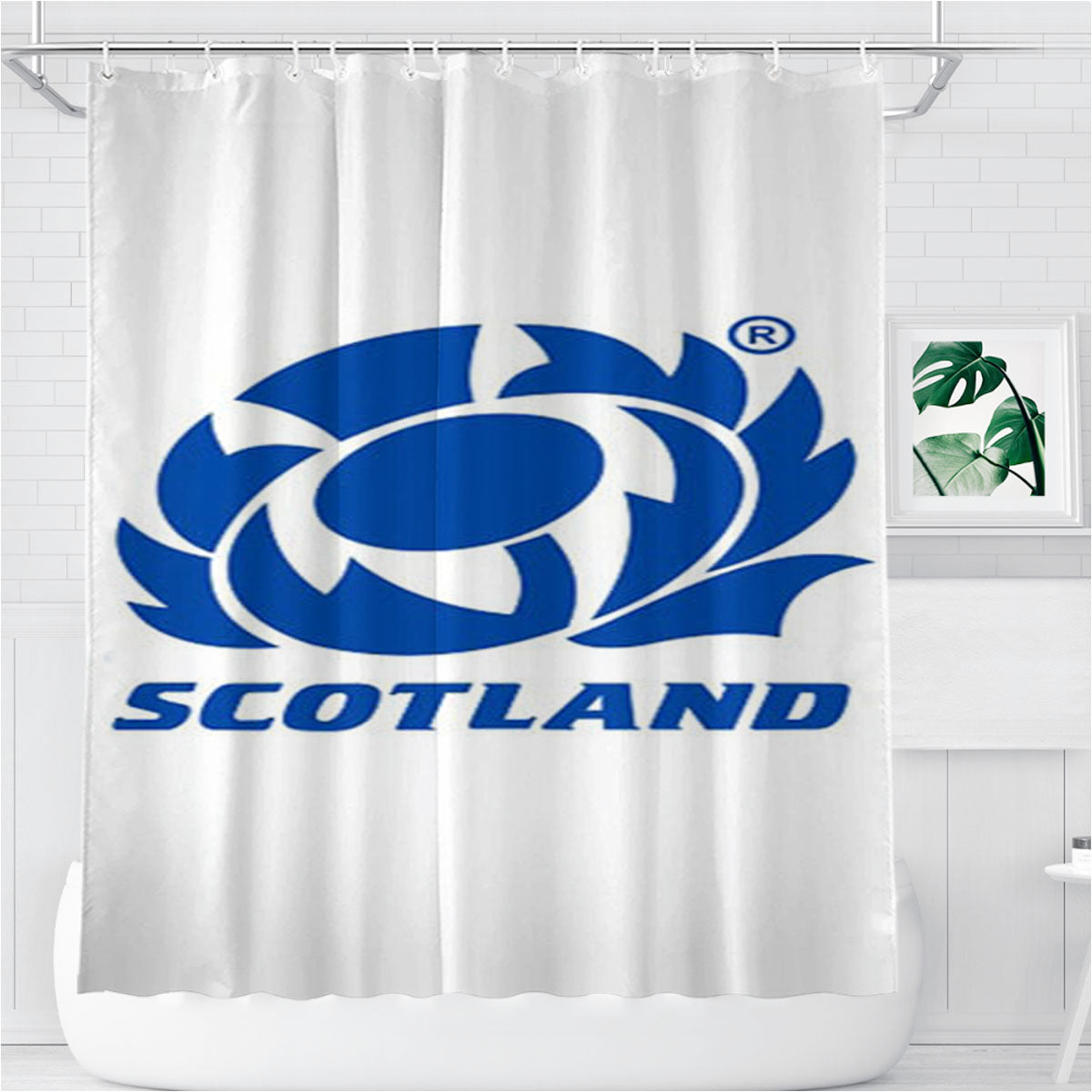 Scotland Rugby Art Bathroom Shower Curtain Fabric Waterproof | 66 X 72 Inch
