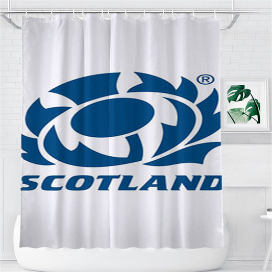 Scotland White Bathroom Shower Curtain Fabric Waterproof | 66 X 72 Inch