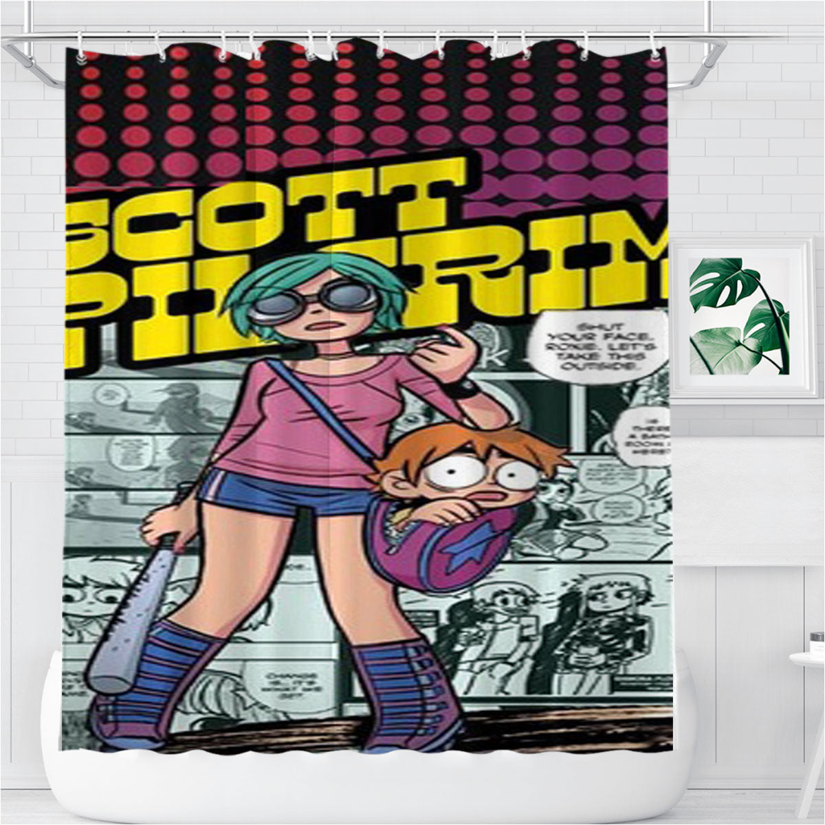 Scott Pilgrim Bathroom Shower Curtain Fabric Waterproof | 66 X 72 Inch