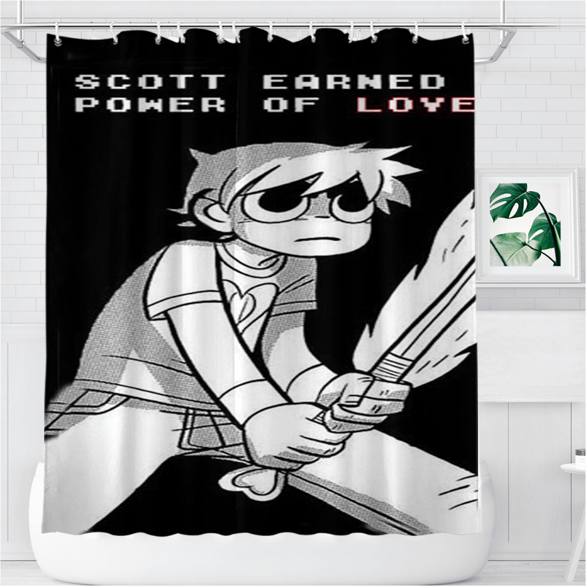 Scott Pilgrim Quotes Bathroom Shower Curtain Fabric Waterproof | 66 X 72 Inch