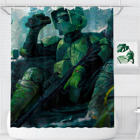 Personalized Scout Trooper Star Wars Shower Curtain Farmhouse Bathroom Decor