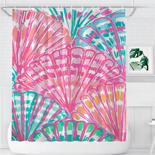Sea Shells Lilly Pulitzer Bathroom Shower Curtain Fabric Waterproof | 66 X 72 Inch