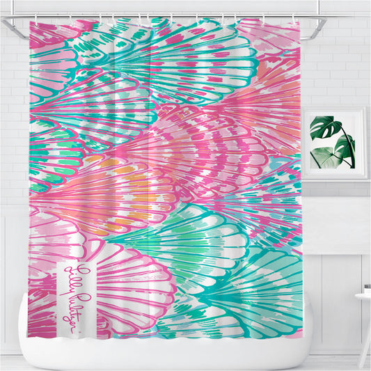 Sea Shells Lilly Pulitzer Color Bathroom Shower Curtain Fabric Waterproof | 66 X 72 Inch