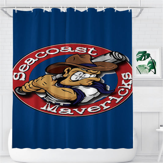 Seacoast Mavericks Baseball Logo Bathroom Shower Curtain Fabric Waterproof | 66 X 72 Inch