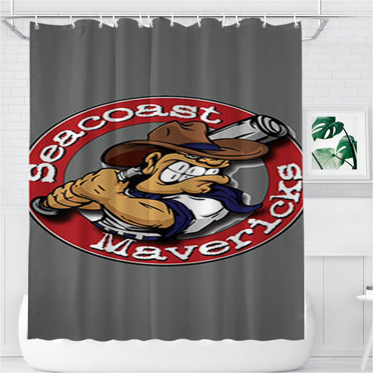 Seacoast Mavericks Baseball Logo Gray Bathroom Shower Curtain Fabric Waterproof | 66 X 72 Inch