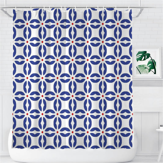 Seamless Art Style Wallpaper Design Pattern Bathroom Shower Curtain Fabric Waterproof | 66 X 72 Inch