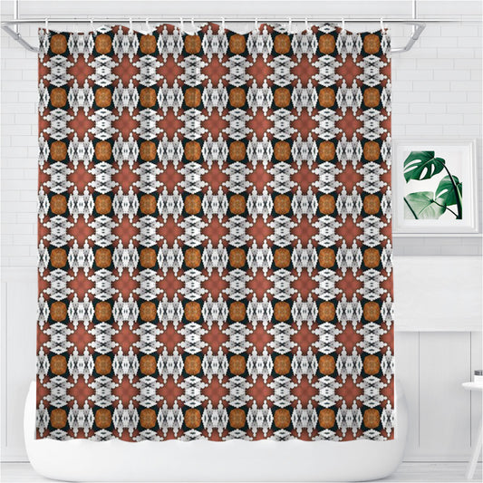 Seamless Design Wallpaper Style Pattern Bathroom Shower Curtain Fabric Waterproof | 66 X 72 Inch
