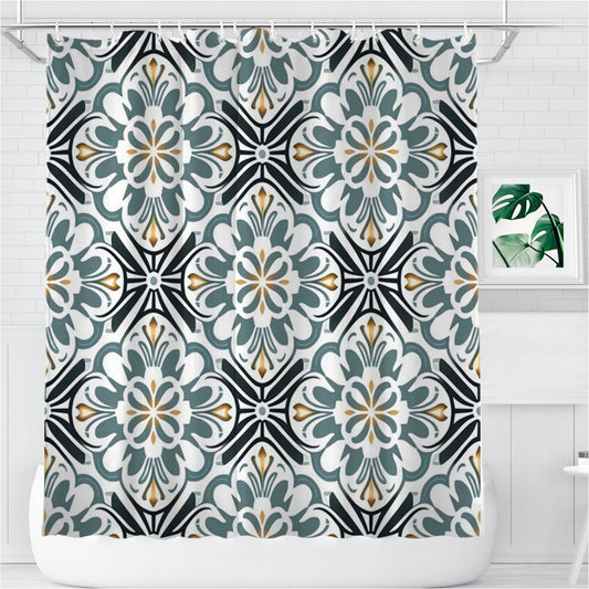 Personalized Seamless Pattern With A Geometric Desig Shower Curtain Farmhouse Bathroom Decor