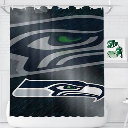 Seattle Seahawks Diagonal Blur Bathroom Shower Curtain Fabric Waterproof | 66 X 72 Inch