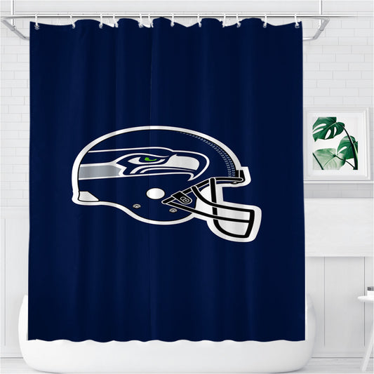 Seattle Seahawks Helmet Bathroom Shower Curtain Fabric Waterproof | 66 X 72 Inch