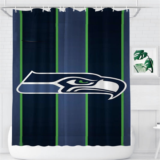 Seattle Seahawks Logo Bathroom Shower Curtain Fabric Waterproof | 66 X 72 Inch