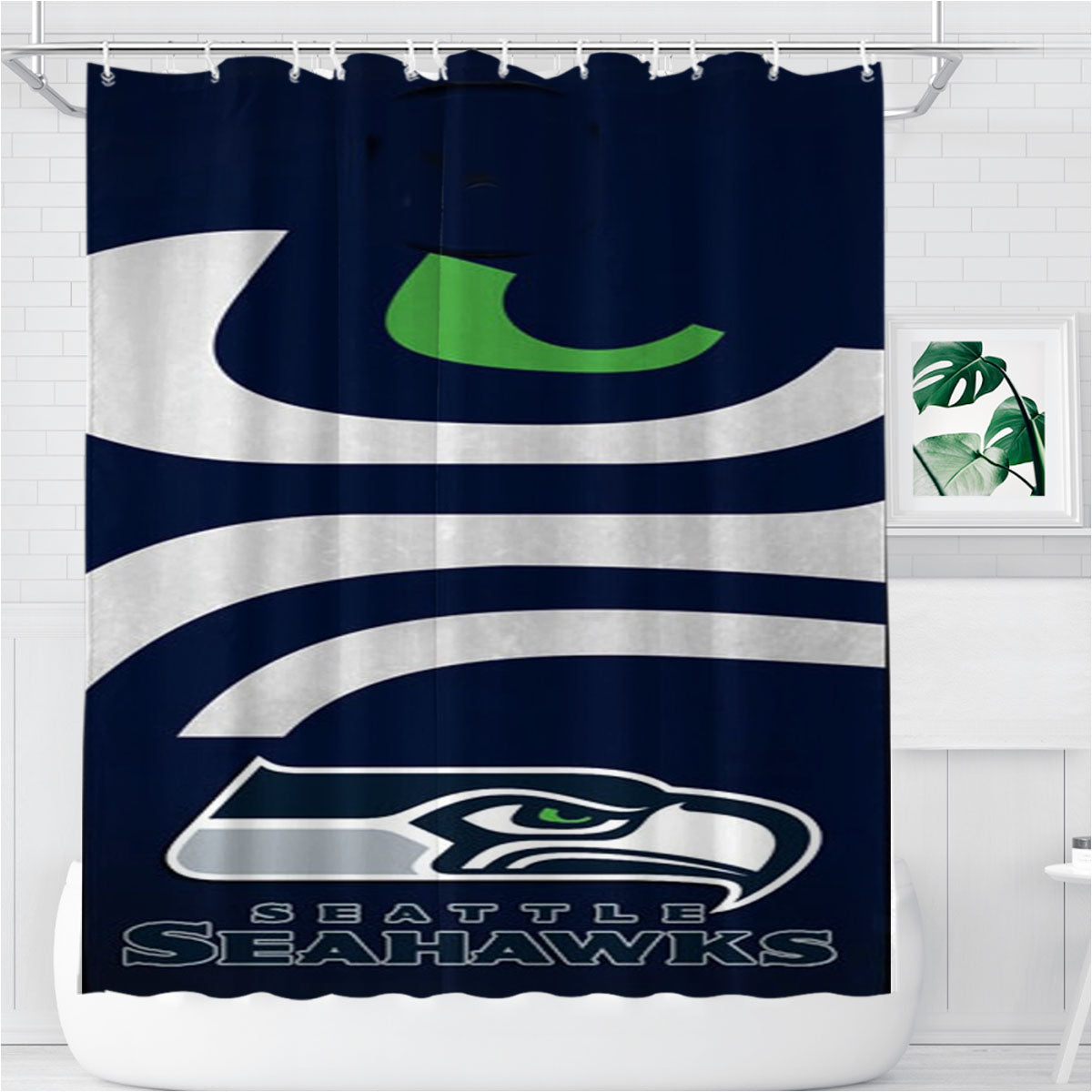 Seattle Seahawks Nfl Bathroom Shower Curtain Fabric Waterproof | 66 X 72 Inch