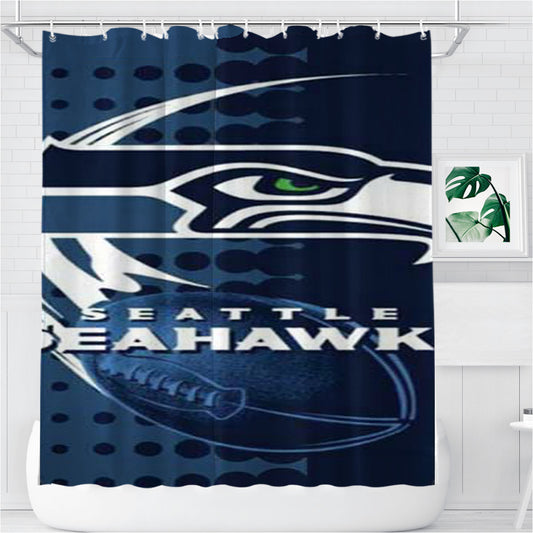 Seattle Seahawks Over Dots Bathroom Shower Curtain Fabric Waterproof | 66 X 72 Inch