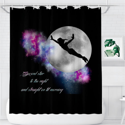 Second Star To The Right Bathroom Shower Curtain Fabric Waterproof | 66 X 72 Inch