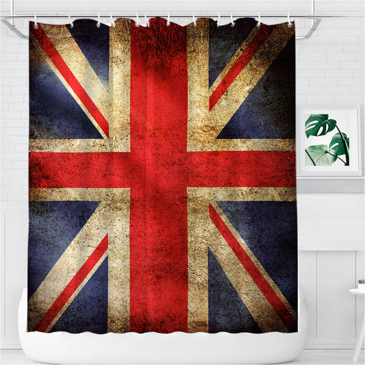 Personalized Series Union Jack British Flag Shower Curtain Farmhouse Bathroom Decor