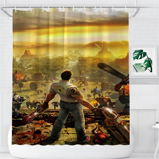 Serious Sam Cover Bathroom Shower Curtain Fabric Waterproof | 66 X 72 Inch