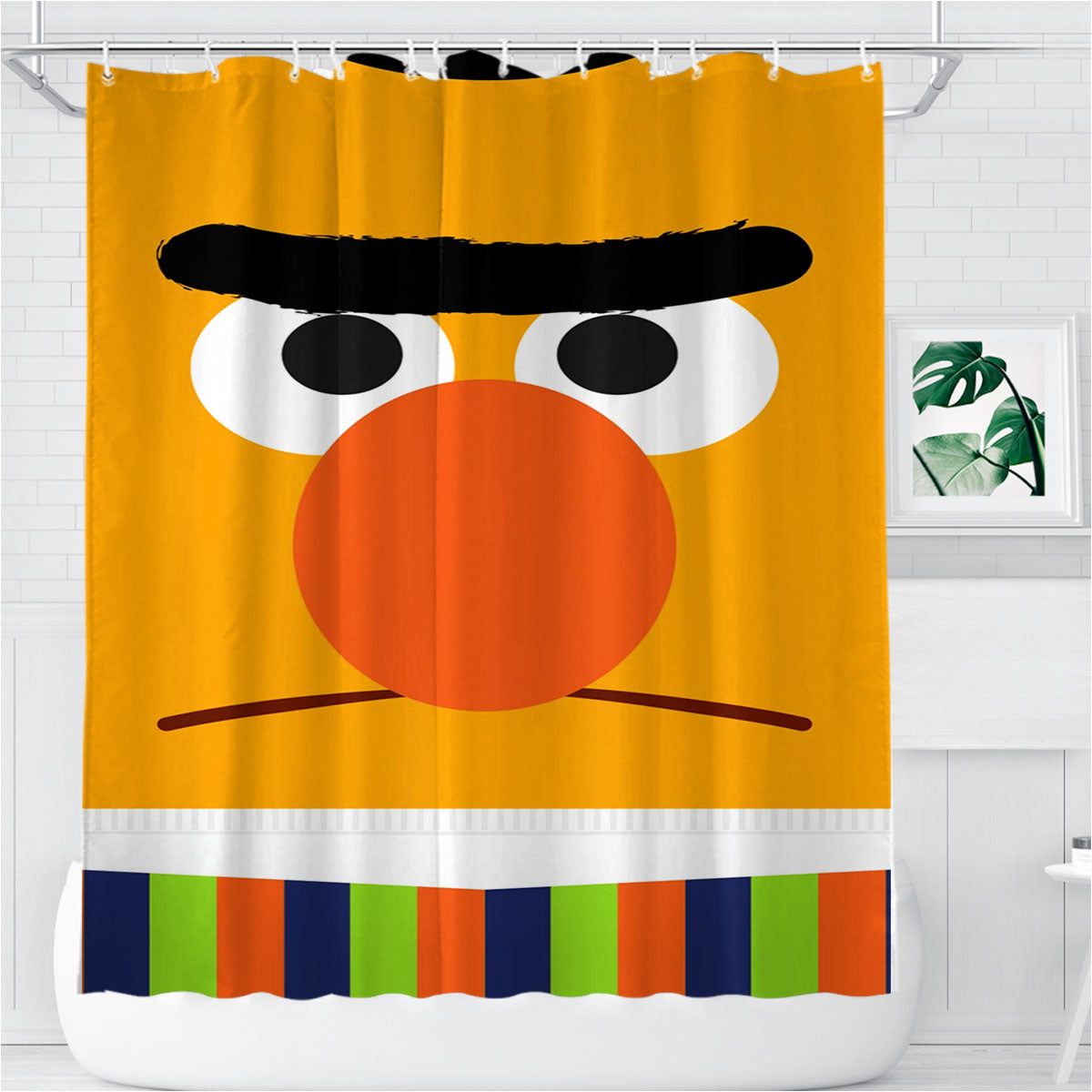 Sesame Street Bert Bathroom Shower Curtain Fabric Waterproof | 66 X 72 Inch