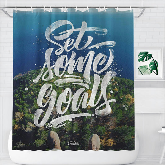 Set Some Goals Bathroom Shower Curtain Fabric Waterproof | 66 X 72 Inch