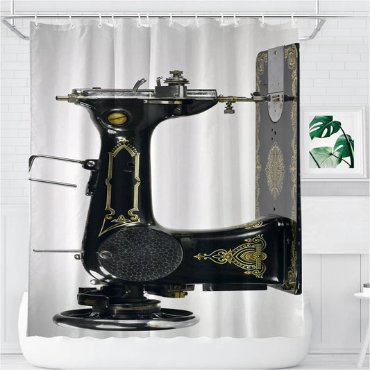 Sewing Machine Bathroom Shower Curtain Fabric Waterproof | 66 X 72 Inch