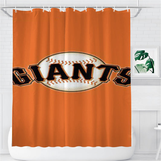 Sf Giants Logo On Orange Bathroom Shower Curtain Fabric Waterproof | 66 X 72 Inch