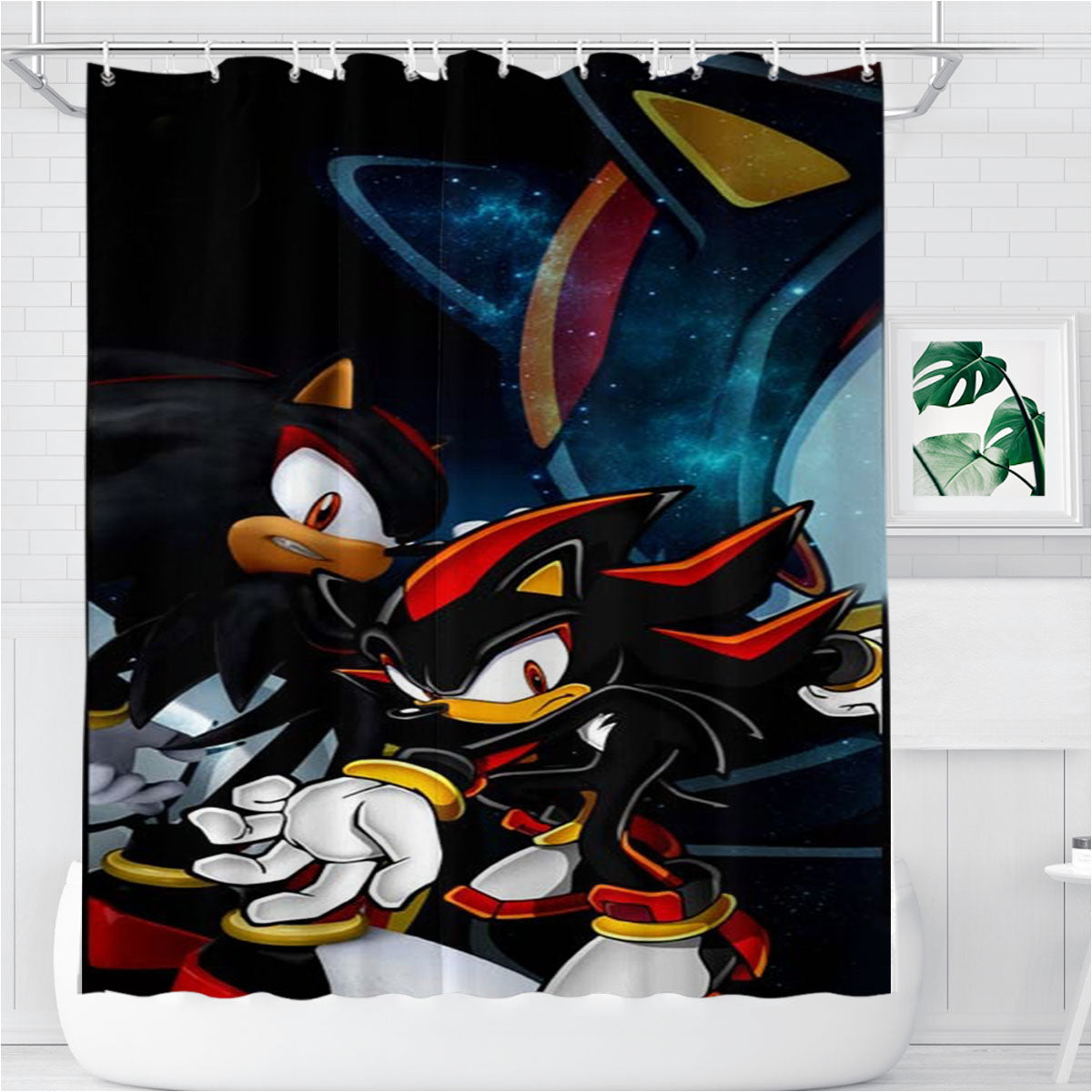 Shadow The Hedgehog Bathroom Shower Curtain Fabric Waterproof | 66 X 72 Inch