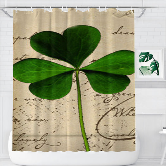 Shamrock Bathroom Shower Curtain Fabric Waterproof | 66 X 72 Inch
