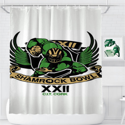 Shamrock Bowl Logo Bathroom Shower Curtain Fabric Waterproof | 66 X 72 Inch