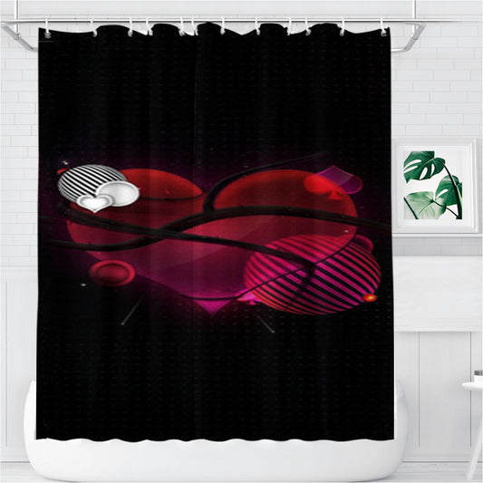 Shaped Heart Transparent Bathroom Shower Curtain Fabric Waterproof | 66 X 72 Inch