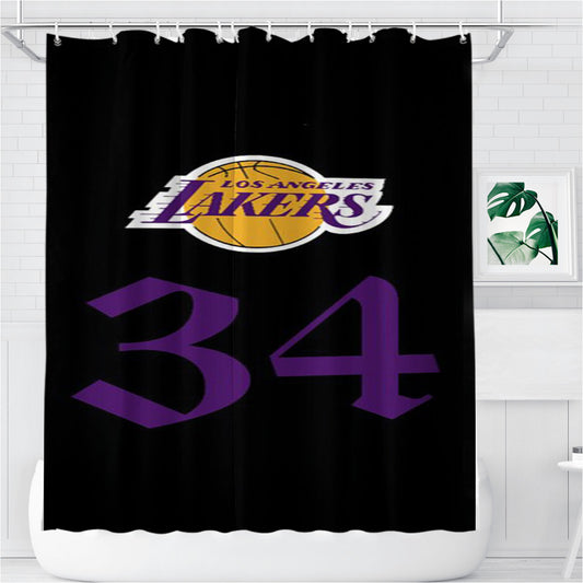 Shaquille Oneal Lakers Jersey Champion Nba Bathroom Shower Curtain Fabric Waterproof | 66 X 72 Inch