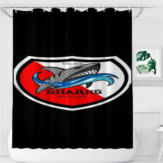 Sharks Logos Kecik Bathroom Shower Curtain Fabric Waterproof | 66 X 72 Inch