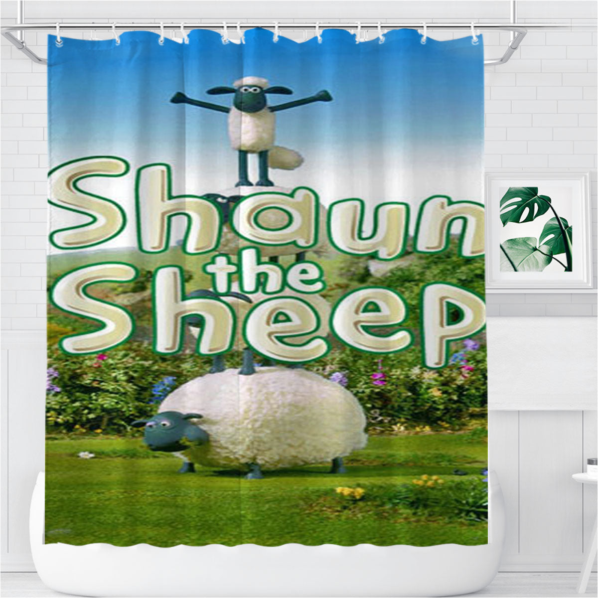 Shaun The Sheep Cover Bathroom Shower Curtain Fabric Waterproof | 66 X 72 Inch
