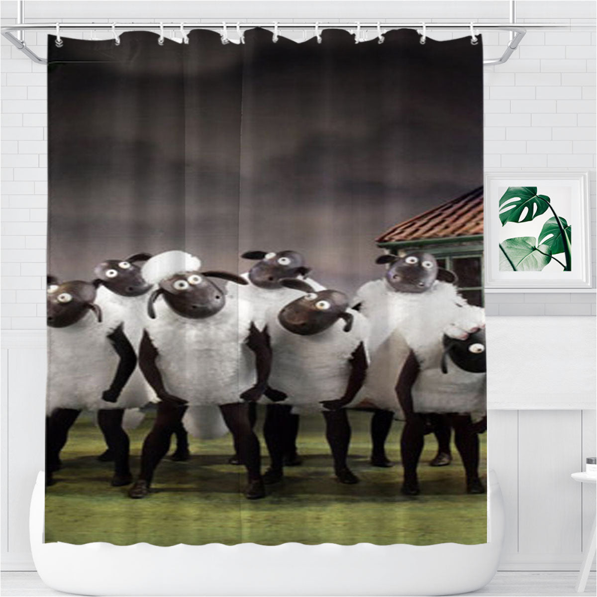 Shaun The Sheeps Big Show Bathroom Shower Curtain Fabric Waterproof | 66 X 72 Inch