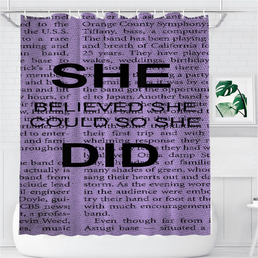 She Believed She Could So She Did Bathroom Shower Curtain Fabric Waterproof | 66 X 72 Inch